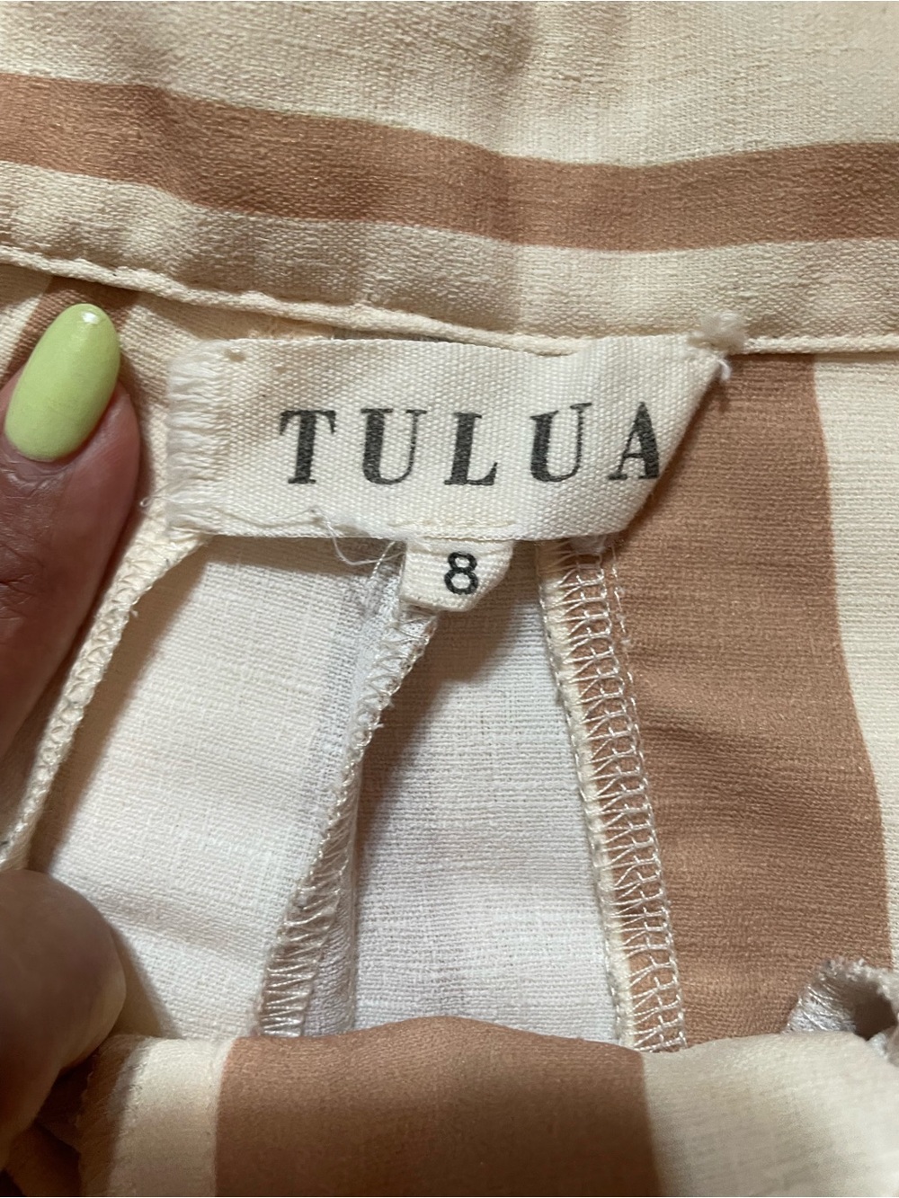 High-Rise Wide-Leg Striped Pants in Tan and Cream - Picture 2 of 15